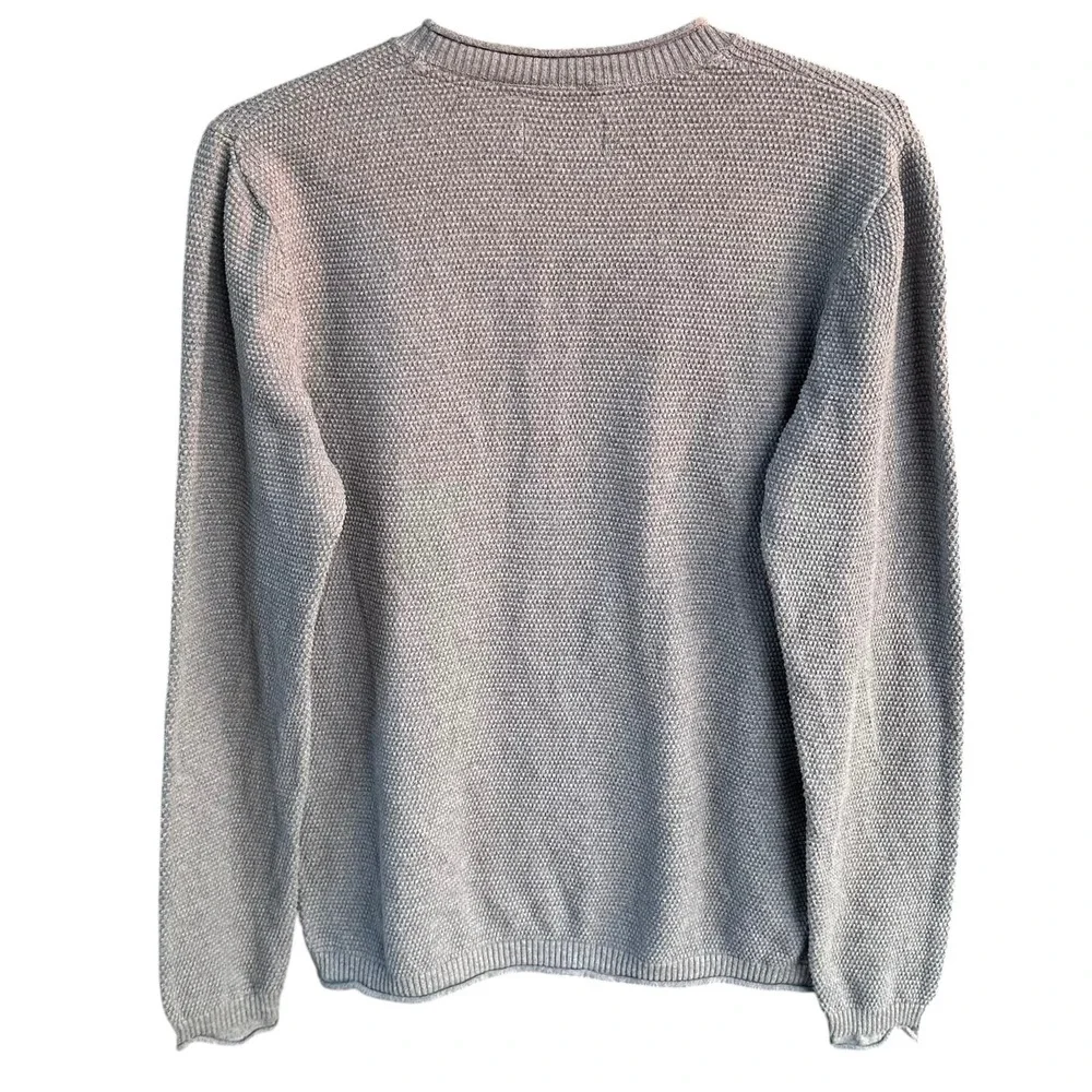 Wellen Mens Organic Cotton Cashmere Sweater Grey Textured Crewneck Size Medium